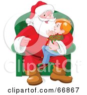 Poster, Art Print Of Excited Boy Sitting In Santas Lap