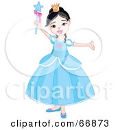 Royalty Free RF Clipart Illustration Of A Pretty Princess Girl In A Blue Dress
