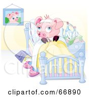 Sick Piggy Resting In Bed