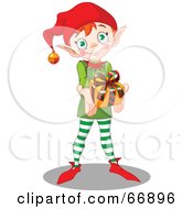 Poster, Art Print Of Thoughtful Christmas Elf Holding Out A Present