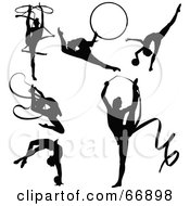Digital Collage Of Black Gymnastics Silhouettes