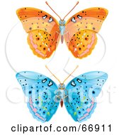Royalty Free RF Clipart Illustration Of A Digital Collage Of Orange And Blue Butterfly Bugs