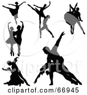 Royalty Free RF Clipart Illustration Of A Digital Collage Of Black Dancing People Silhouettes by Pushkin