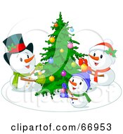 Poster, Art Print Of Snowman Family Decorating Their Christmas Tree