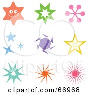 Poster, Art Print Of Digital Collage Of Colorful Star Icons