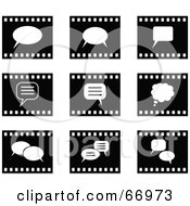 Poster, Art Print Of Digital Collage Of Black And White Film Strip Chat Box Buttons