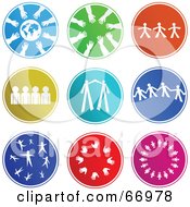 Royalty Free RF Clipart Illustration Of A Digital Collage Of Round Colorful Teamwork Buttons