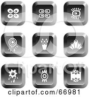 Royalty Free RF Clipart Illustration Of A Digital Collage Of Square Chrome Retro Buttons