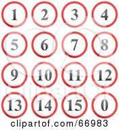 Poster, Art Print Of Digital Collage Of Red Gray And White Rounded Number Buttons