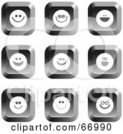 Royalty Free RF Clipart Illustration Of A Digital Collage Of Chrome Square Emoticon Buttons