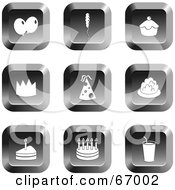Royalty Free RF Clipart Illustration Of A Digital Collage Of Square Chrome Party Buttons