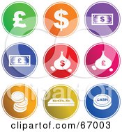 Royalty Free RF Clipart Illustration Of A Digital Collage Of Round Colorful Financial Buttons by Prawny