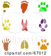 Poster, Art Print Of Digital Collage Of Colorful Paw Print Icons