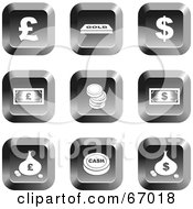 Digital Collage Of Square Chrome Money Buttons