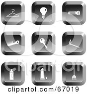 Royalty Free RF Clipart Illustration Of A Digital Collage Of Square Chrome Household Buttons