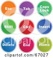 Royalty Free RF Clipart Illustration Of A Digital Collage Of Round Colorful Computer Keyboard Buttons