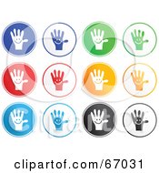 Royalty Free RF Clipart Illustration Of A Digital Collage Of Rounded Handy Hand Buttons