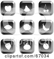 Digital Collage Of Square Chrome Fruit Buttons