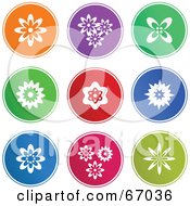 Royalty Free RF Clipart Illustration Of A Digital Collage Of Round Colorful Flower Buttons