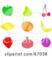 Digital Collage Of Colorful Fruit Icons