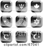 Royalty Free RF Clipart Illustration Of A Digital Collage Of Square Chrome Flag Buttons