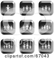 Royalty Free RF Clipart Illustration Of A Digital Collage Of Square Chrome Family Buttons Version 2