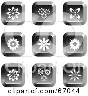 Royalty Free RF Clipart Illustration Of A Digital Collage Of Square Chrome Flower Buttons