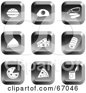 Royalty Free RF Clipart Illustration Of A Digital Collage Of Square Chrome Food Buttons