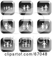Royalty Free RF Clipart Illustration Of A Digital Collage Of Square Chrome Family Buttons Version 1