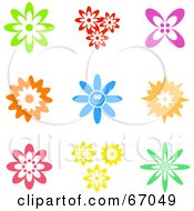 Royalty Free RF Clipart Illustration Of A Digital Collage Of Colorful Flower Icons