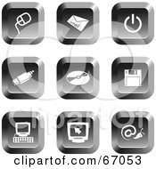 Royalty Free RF Clipart Illustration Of A Digital Collage Of Square Chrome Computer Buttons