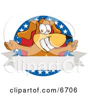 Brown Dog Mascot Cartoon Character With Open Arms With A Blank Label by Toons4Biz