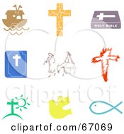 Digital Collage Of Colorful Christian Icons