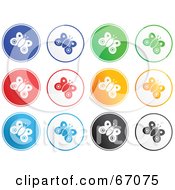 Poster, Art Print Of Digital Collage Of Round Colorful Butterfly Buttons