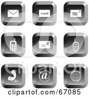 Royalty Free RF Clipart Illustration Of A Digital Collage Of Square Chrome Communication Buttons