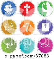 Digital Collage Of Round Colorful Christian Buttons
