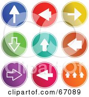 Royalty Free RF Clipart Illustration Of A Digital Collage Of Rounded Colorful Arrow Buttons