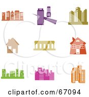 Poster, Art Print Of Digital Collage Of Colorful Architectural Icons
