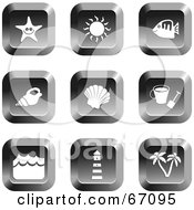 Digital Collage Of Chrome Square Beach Item Buttons