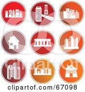 Royalty Free RF Clipart Illustration Of A Digital Collage Of Round Red Architecture Icons