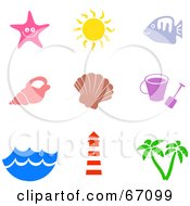 Poster, Art Print Of Digital Collage Of Colorful Beach Icons