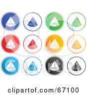 Poster, Art Print Of Digital Collage Of Round Colorful Sailboat Buttons