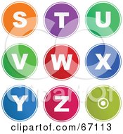 Royalty Free RF Clipart Illustration Of A Digital Collage Of Round Colorful Alphabet Icons S Through Z