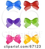 Digital Collage Of Six Colorful Bows On White