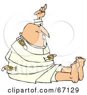 Royalty Free RF Clipart Illustration Of A Bald Man Holding Up One Arm While Restrained In A Straitjacket by djart