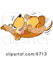 Brown Dog Mascot Cartoon Character Rolling Around On His Back Asking For A Belly Rub Clipart Picture by Toons4Biz