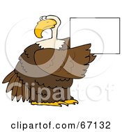 Poster, Art Print Of Bald Eagle Holding Up A Blank White Sign