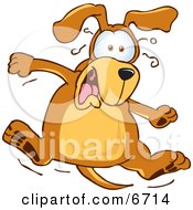 Brown Dog Mascot Cartoon Character Jumping In Shock