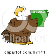 Bald Eagle Holding A Green State Of Arkansas