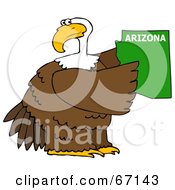 Royalty Free RF Clipart Illustration Of A Bald Eagle Holding A Green State Of Arizona